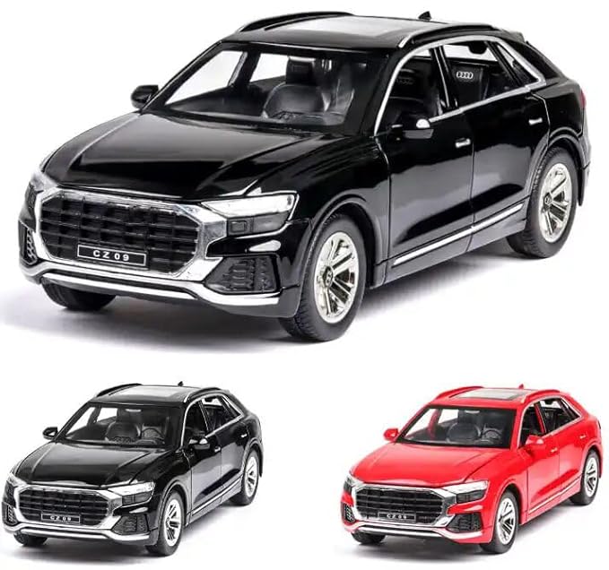 UK-0940 Alloy Metal Pull Back Die-cast Car Scale Model with Sound Light Mini Auto Toy for Kids Metal Model Toy Car with Sound and Light?New Version? (Audi Q8 )