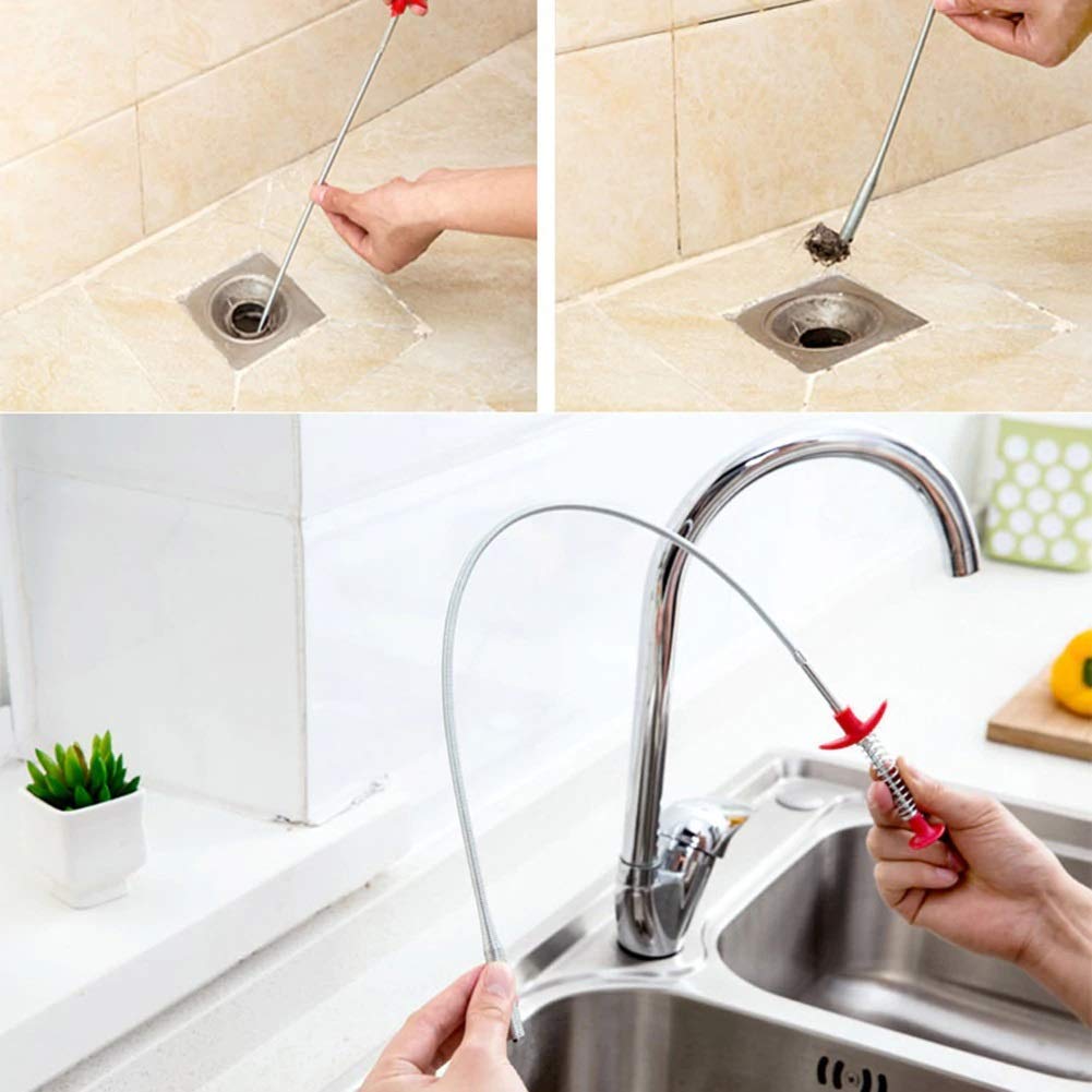 UK-0142 Metal Wire Brush Hand Kitchen Sink Cleaning Hook Sewer Dredging Device Spring Pipe Hair Dredging Tool