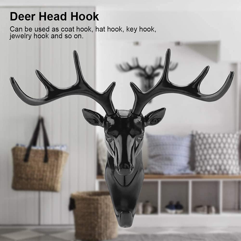 UK-0122 Deer Head Hanging Hook, Self Adhesive Wall Door Hook Hanger Bag Keys Sticky Holder