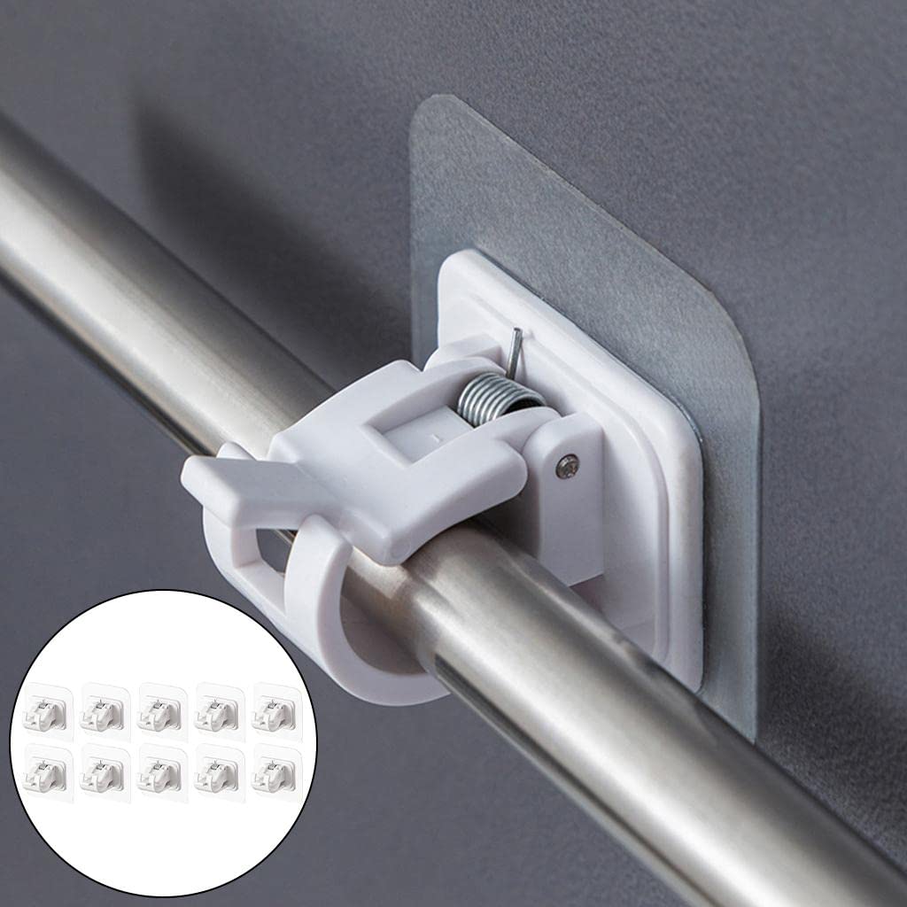 UK-0886 Self Adhesive Curtain Rod Bracket Drapery Hook, Plastic Wall Brackets Towel Rod Hooks for Home Bathroom and Hotel Use 2PC