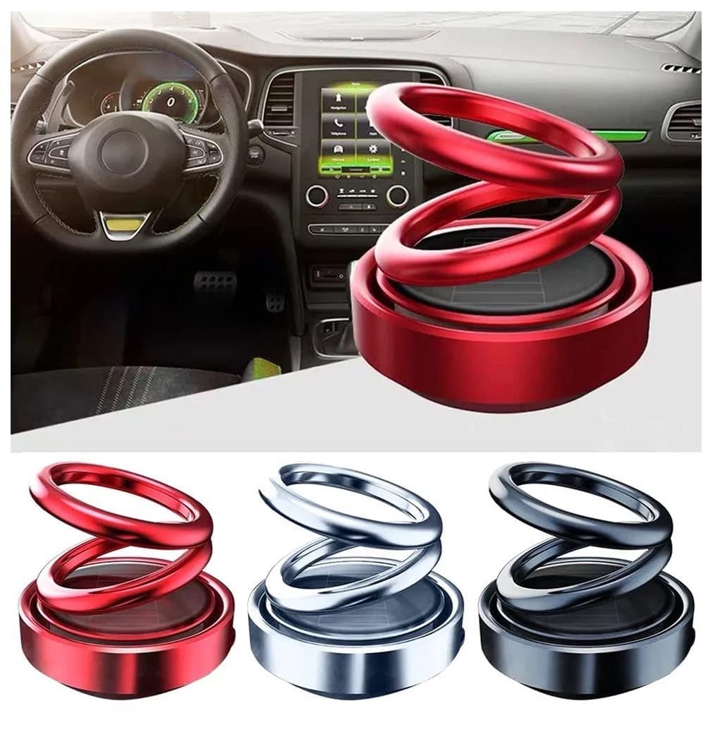 UK-0139 Solar Power Car Aroma Diffuser 360°Double Ring Rotating Design, Car Fragrance Diffuser, Car Perfume Air Freshener
