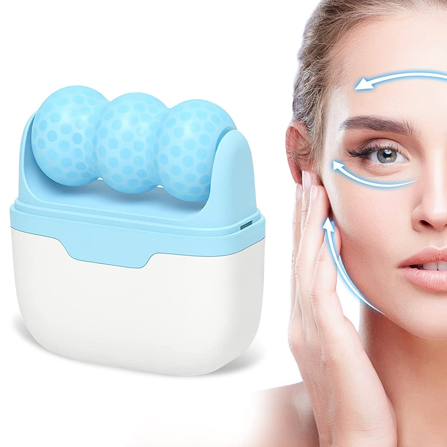 UK-0844 2 in 1 Upgraded Ice Roller For Face and Eyes, Neck and Body | For Puffy Eyes, Pimple | Easy to Use and Carry | Unbreakable and Reusable | Glowing and Clear Skin, Women Gift