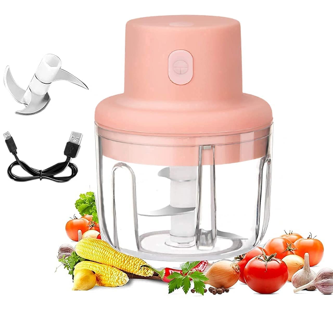 UK-0552 Electric Mini Garlic Chopper 250ML, Portable Mini Food Chopper with USB Charging