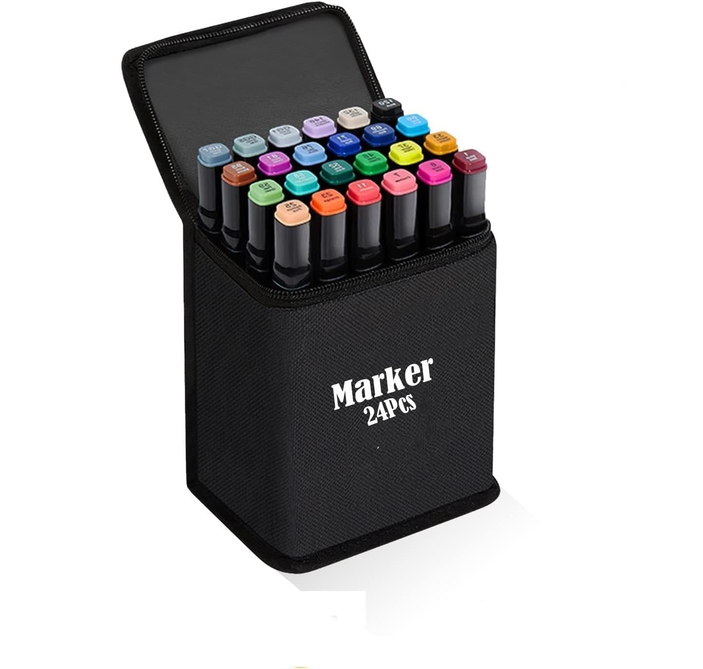 UK-0795 Touch Alcohol Markers 24 Professional Art Set - Double Ended Bendable Alcohol Based Ink Colors with Fine and Chisel Tip. Perfect for Artists