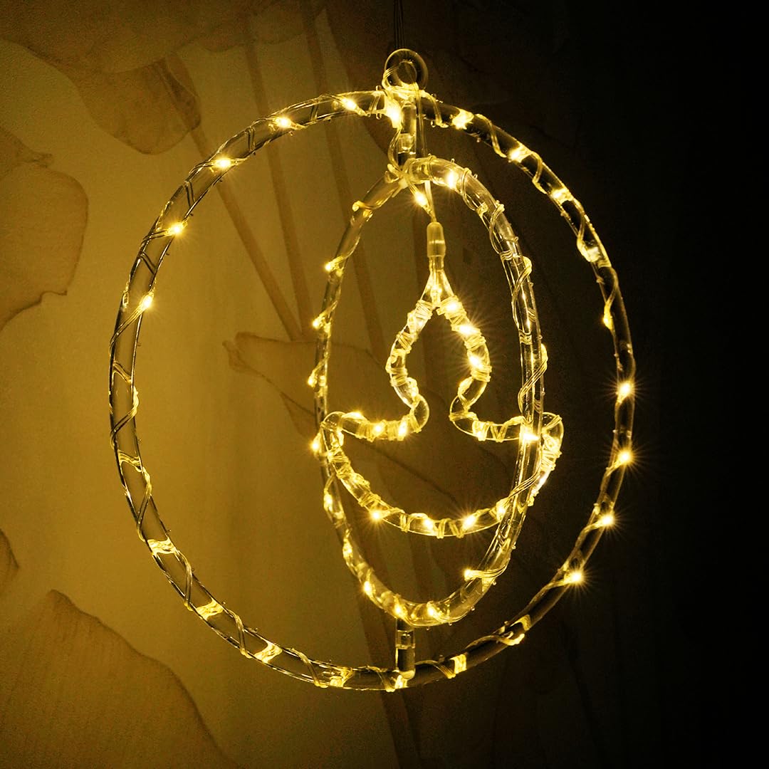 UK-1009 Diya Pendant Hanging Lights – Warm White LED Decorative Lights for Diwali, Navratri, Christmas Tree, New Year Party & Home Festive Décor