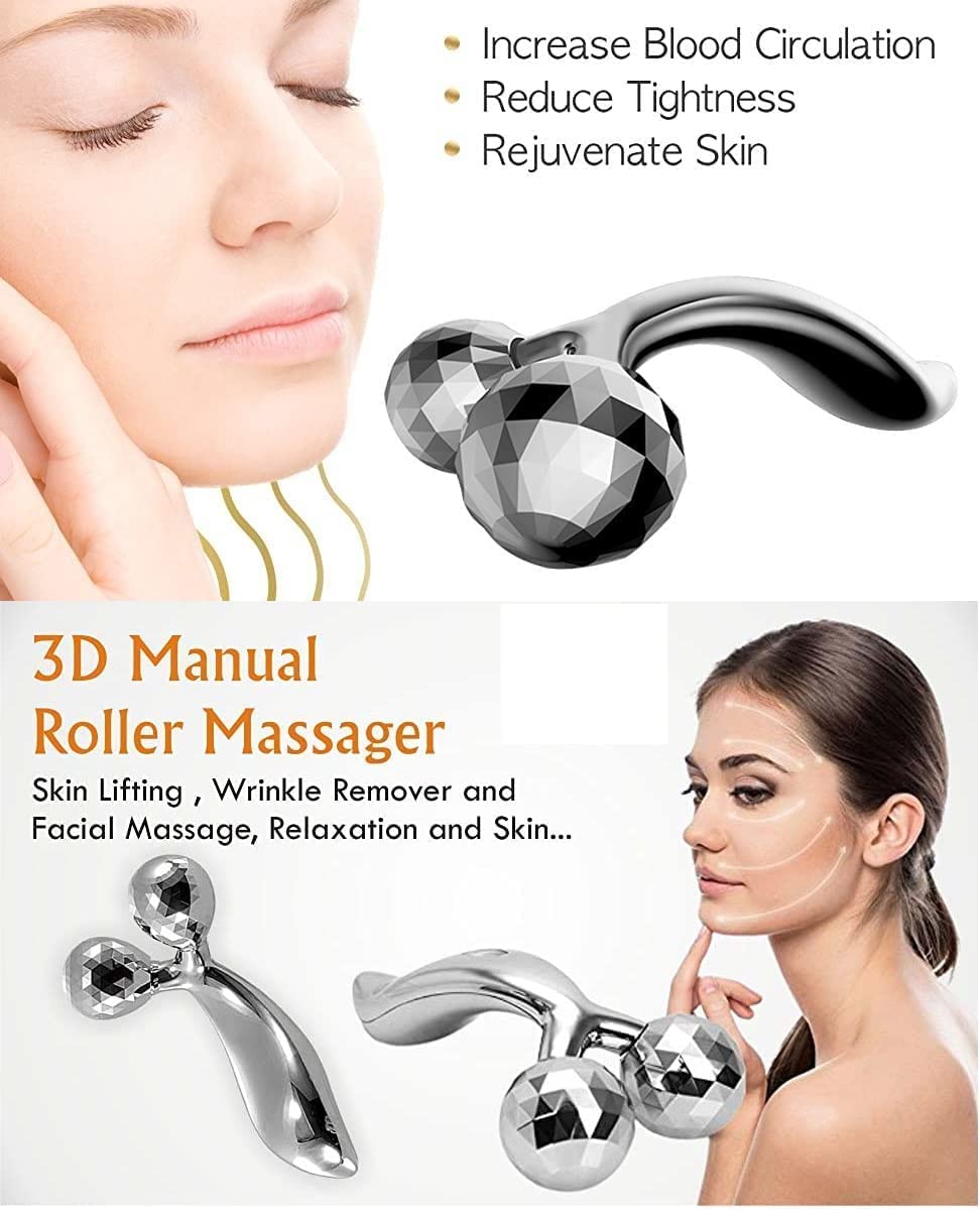 UK-0140 3D Manual Roller Massager 360 Rotate Roller Face Body Massager For Skin Lifting, Wrinkle Remover and Facial Massage, Relaxation and Skin Tightening Tool