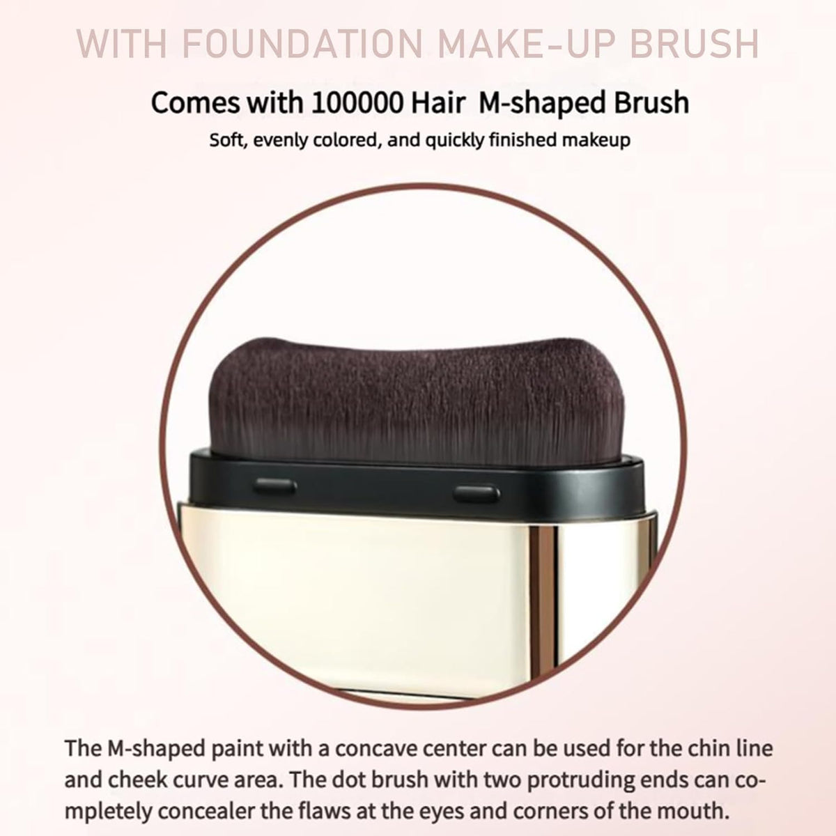 UK-1040 Beauty Foundation Stick, 2-in-1 Multifunctional Moisturizing Foundation Stick with Brush, Long Lasting Natural Matte Finish, Lightweight, Waterproof, 20g, Suitable for All Skin Types