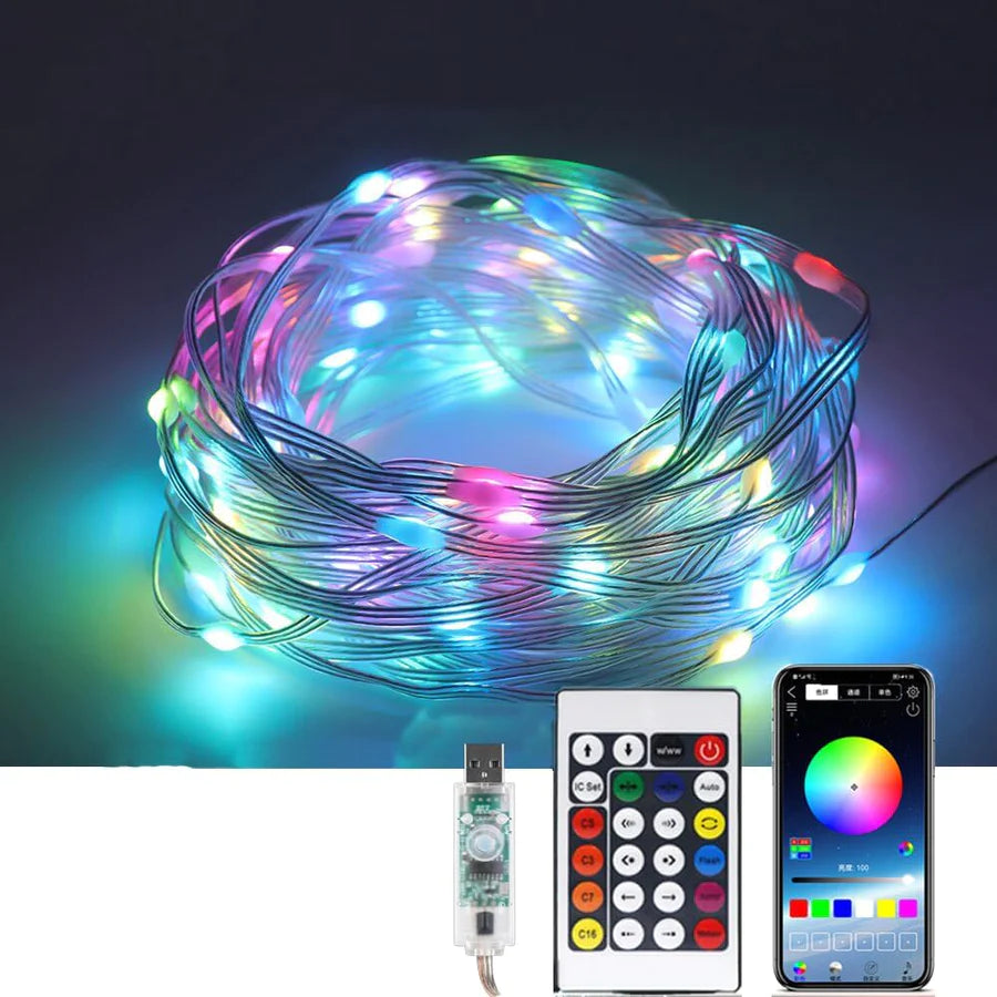 Smart Fairy String Lights - 5 Meter 150 LED Fairy Lights with Music Mode Remote App Control RGB Color Changing