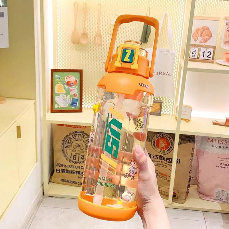 UK-0926 Water Bottle with Handel, Carry Strap, Leak-Proof Tritan Half Gallon/1 Gallon Big Water Bottle