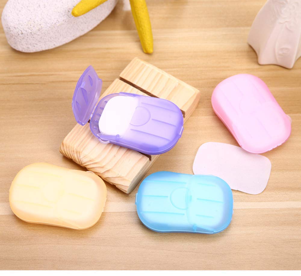 uk-0528 Paper Soap Strips Box Mini Portable Travel Soap Paper Sheets Disposable Hand Washing Bath Scented Paper Soap for Outdoor, Camping Hiking