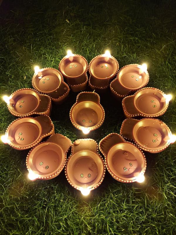 UK-0003 Water Sensor LED Diyas Candle with Water Sensing Technology E-Diya, Warm Orange Ambient Lights, Battery Operated