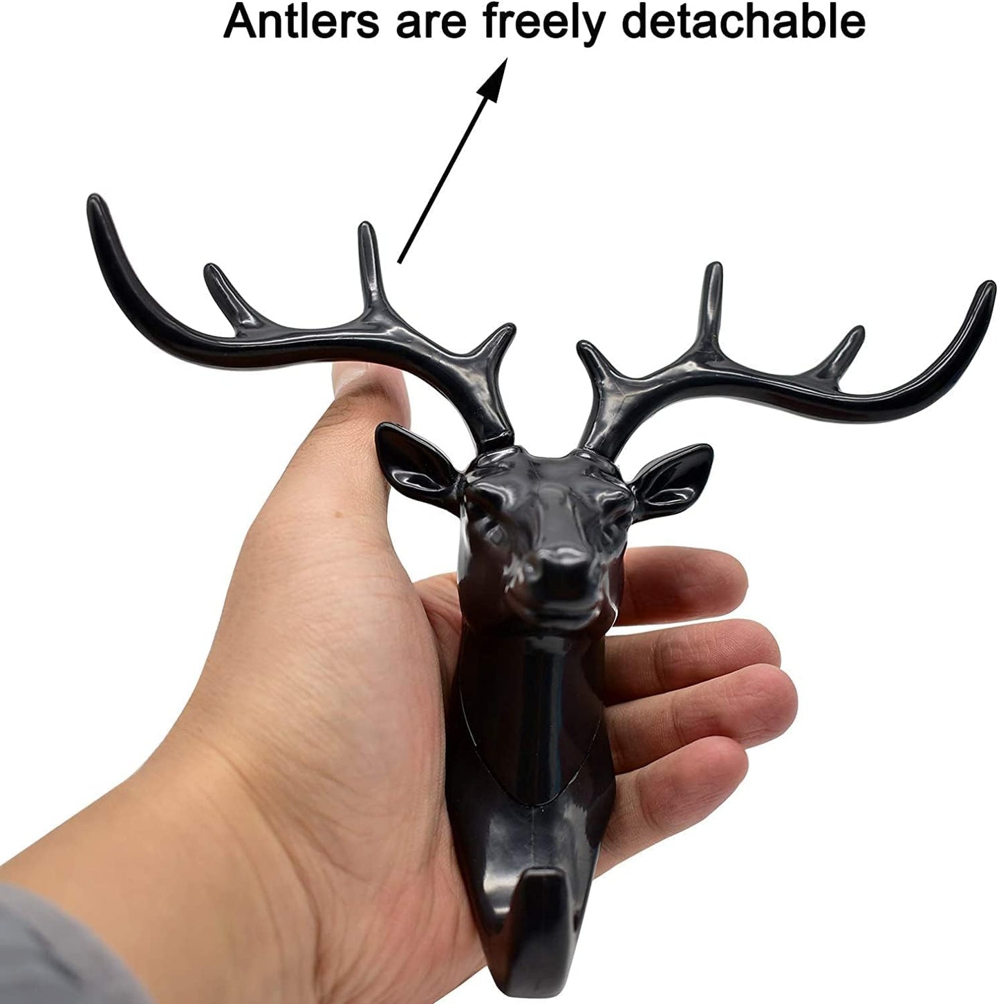 UK-0122 Deer Head Hanging Hook, Self Adhesive Wall Door Hook Hanger Bag Keys Sticky Holder