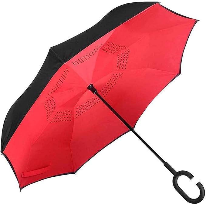 UK-0382 Windproof Reverse Umbrella Foldable Umbrella For Travel Umbrella For Men And Women(PRINTED-Multicolor)