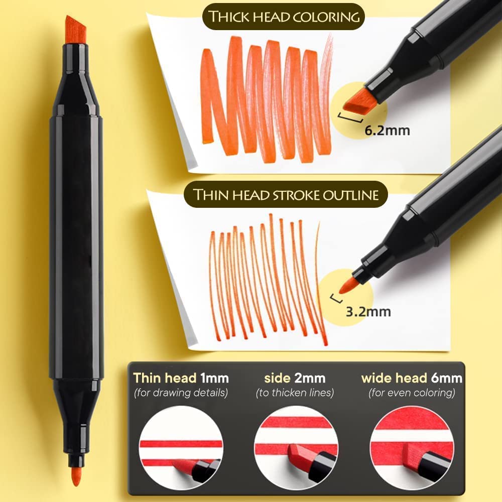 UK-0795 Touch Alcohol Markers 24 Professional Art Set - Double Ended Bendable Alcohol Based Ink Colors with Fine and Chisel Tip. Perfect for Artists