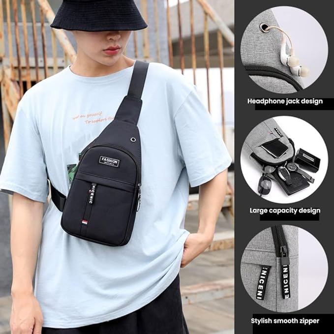 UK-0378 Waterproof Travel Hiking Jogging Cross Chest Bag For Men Single Shoulder Gym Picnic & Daily Use Small Items and One Side With Outdoor (MULTI COLOR )