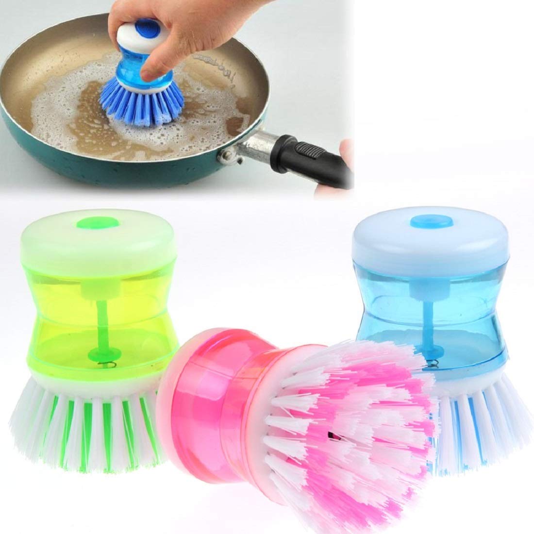 UK-0717 Plastic Premium Cleaning Brush with Liquid soap Dispenser