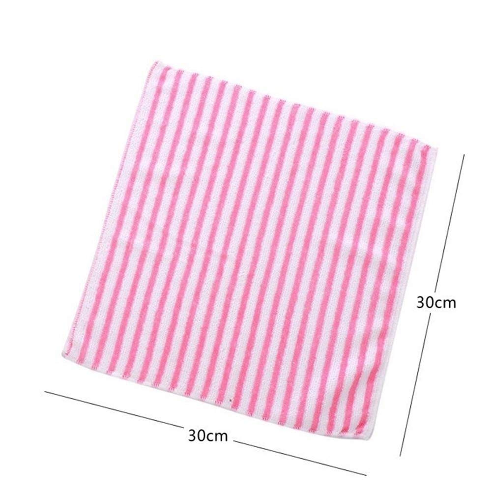 UK-0642 5Pcs Wash Cleaning Microfiber Towel Water Kitchen Dining Striped Duster Cloth Random Color