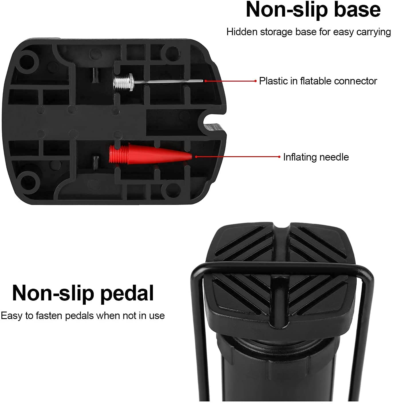UK-0098 Portable High Pressure Foot Air Pump Heavy Compressor Cylinder with Pressure Gauge Floor Pump for Motorbike, for Cars, Bicycle, Football, Cycle Pump