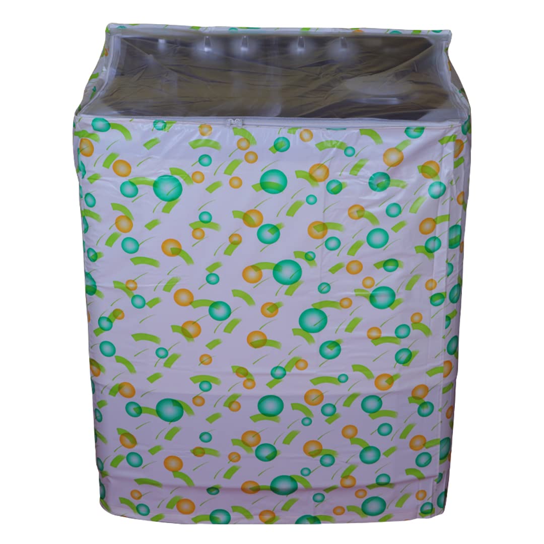UK-1020 Semi Automatic Washing Machine Cover for 6 kg, 6.2 kg, 6.5 Kg, 7 kg Double Door | Waterproof, Dustproof, PVC, Outdoor Cover | With Full Open Zip | 83x46x83 cms