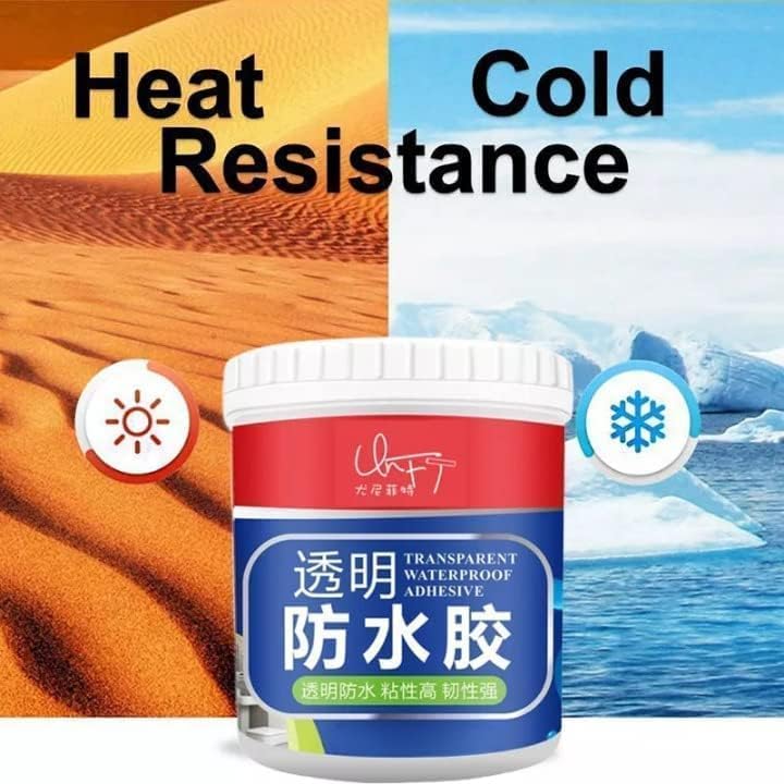UK-0371 Transparent Waterproof Glue for Roof Leakage Crack Seal Glue 300gm with Brush Crack Seal Agent Roof Water Leakage Solution Transparent Glue Waterproofing