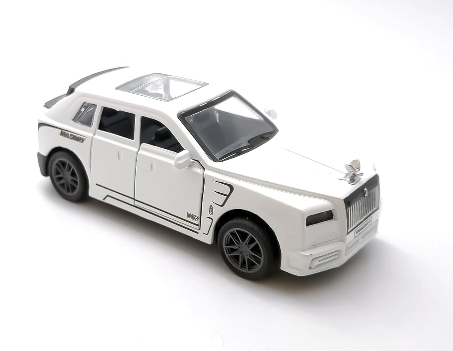 UK-0945 Rolls-Royce Cullinan Premium Car Toy for Kids Realistic Miniature Model , Metal Pull-Back Action Openable Doors Lights and Music