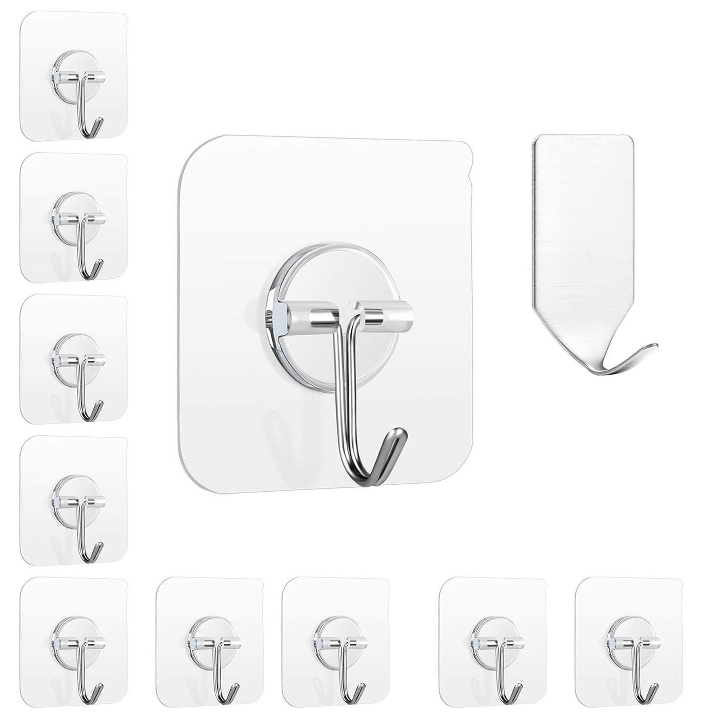 UK-0113  MULTIPURPOSE STRONG SMALL STAINLESS STEEL ADHESIVE WALL HOOKS