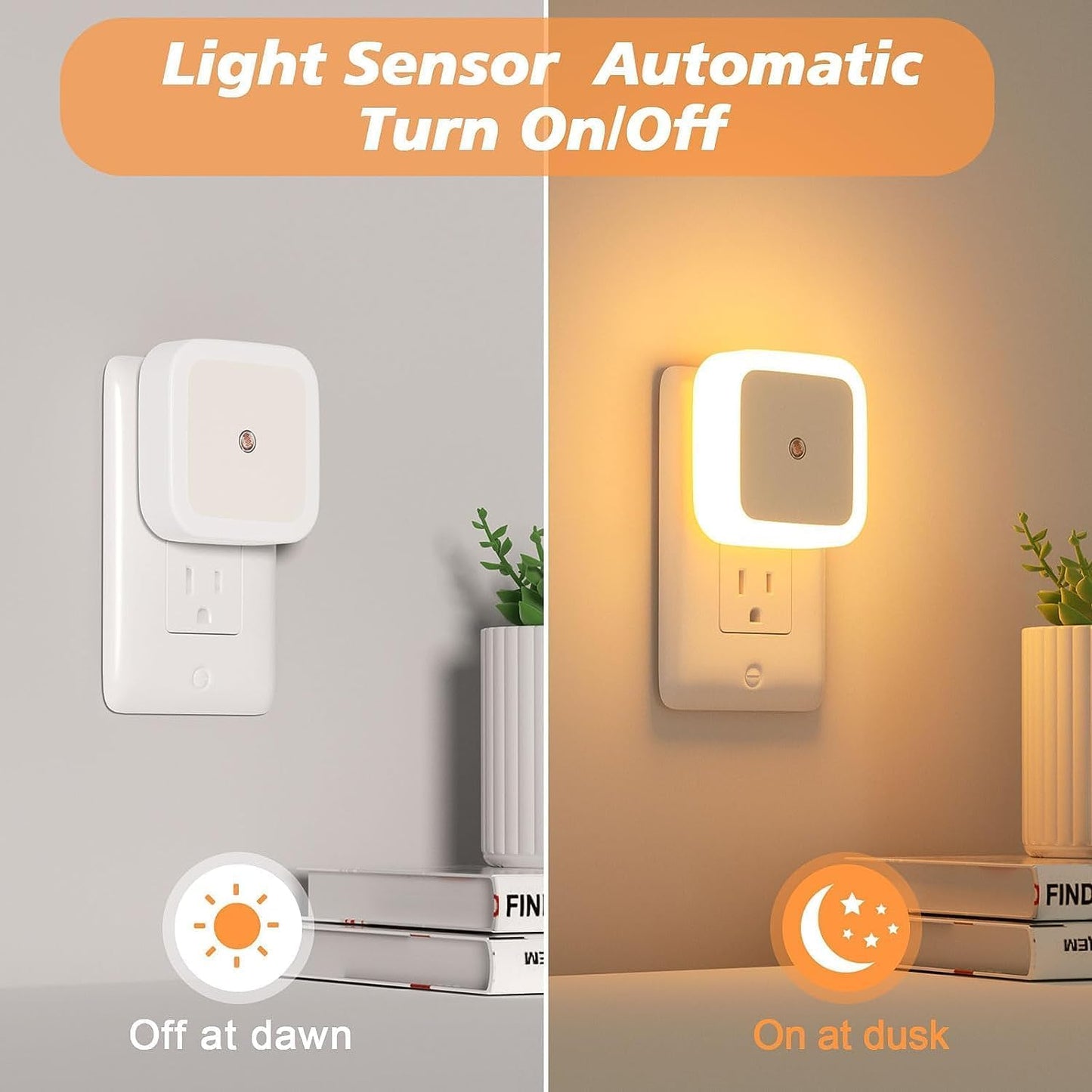 UK-0868 LED Night Lights Plug into Wall, Auto Light Sensor Plug in Night Light Lamp Wall Night Light Safety Lighting for Bedroom,Bathroom,Stairs,Corridor,Kitchen