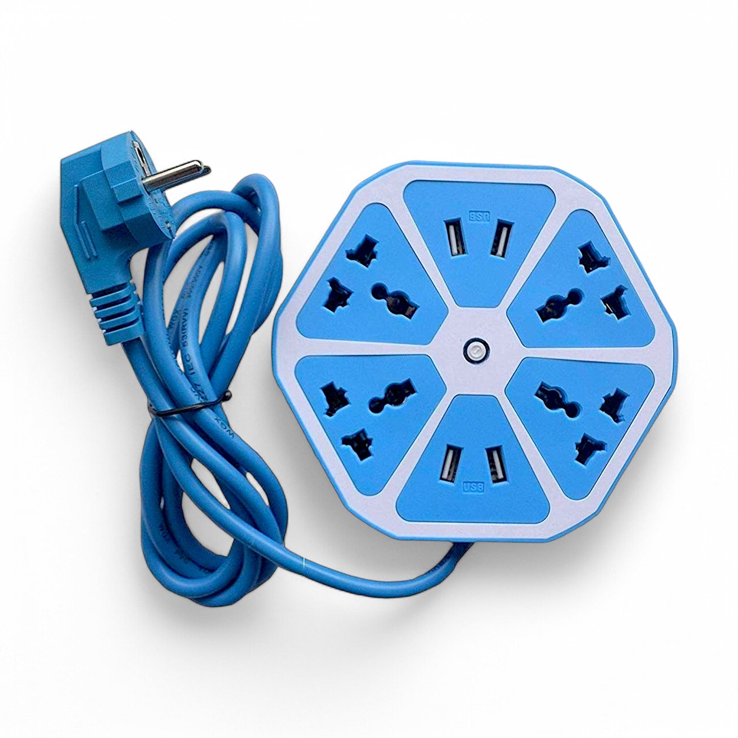 UK-0784 4-USB Hexagon Creative Surge Protector Power Socket Multipurpose 4 USB 2.0Amp Charging Point Hexagon Power Socket