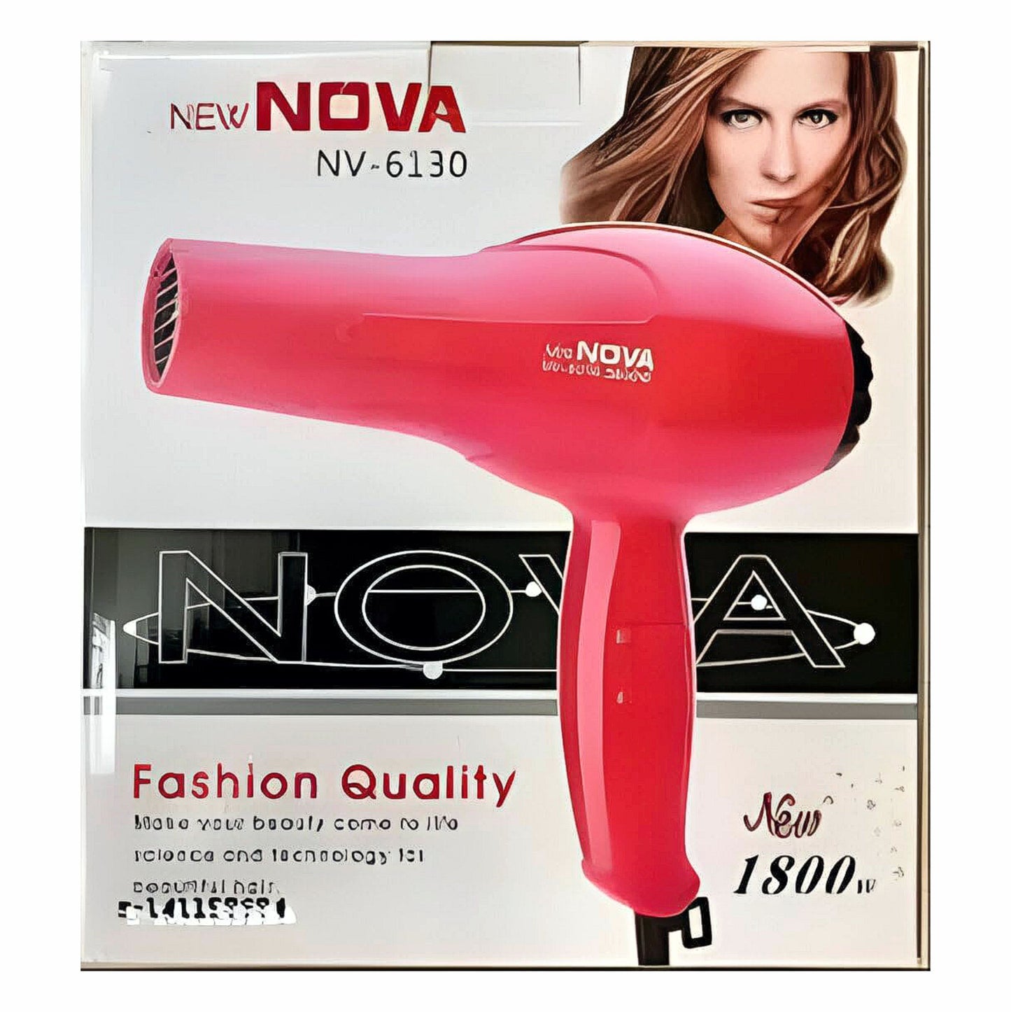 UK-0743 Nova Professional Hair Dryer, 1800 Watts, Ionic, Multiple Heat/Speed Settings, Cool Shot, Concentrator Nozzle, Fast Drying, Frizz Control, Lightweight, Ergonomic Handle