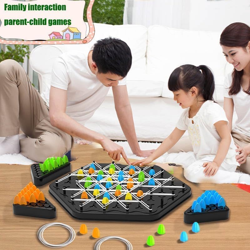 UK-1046 Geometry Chess Game β Rubber Band Strategy Puzzle Board for Kids & Family | STEM Brain Development Triangle Game | Colourful Pegs | Logical Thinking Toy 2-4 Players