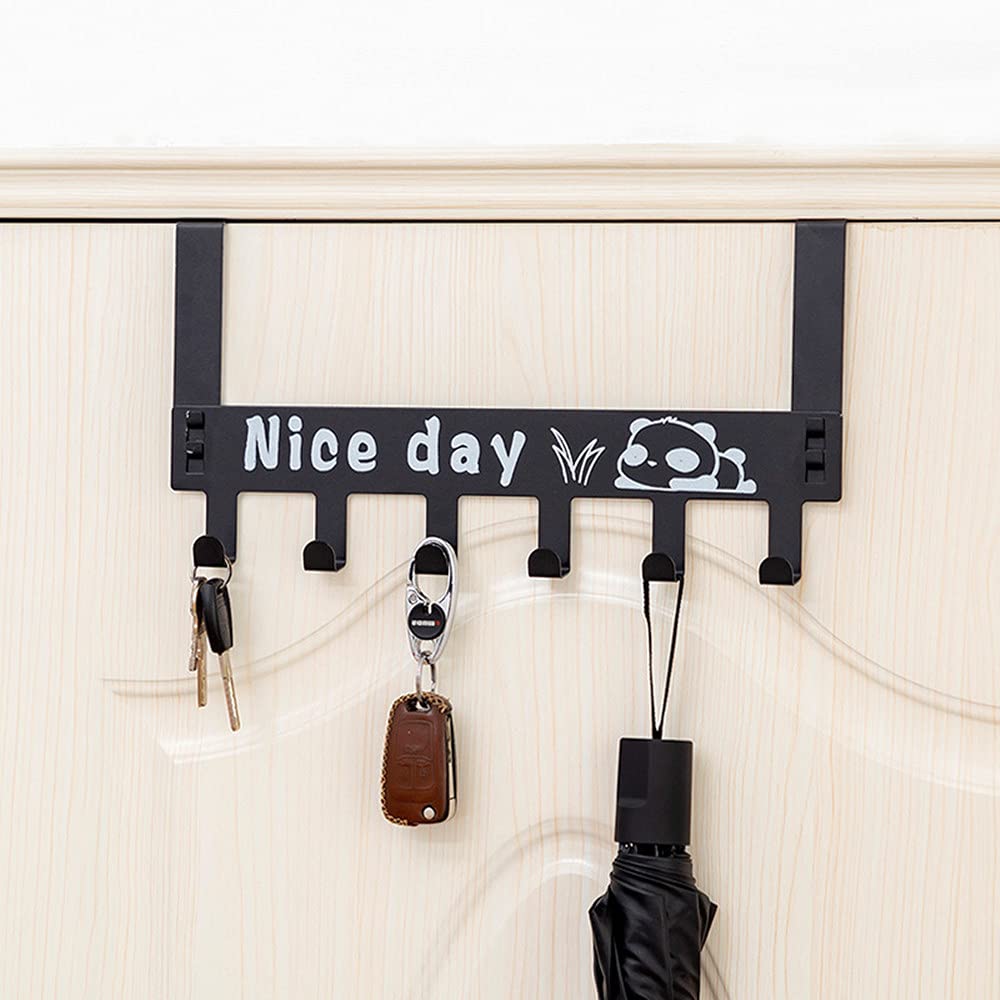 UK-0805 Door Hooks Black Over The Door Towel Rack Hanger for Coat Heavy-Duty Door Hanger Hook with 6 Hooks