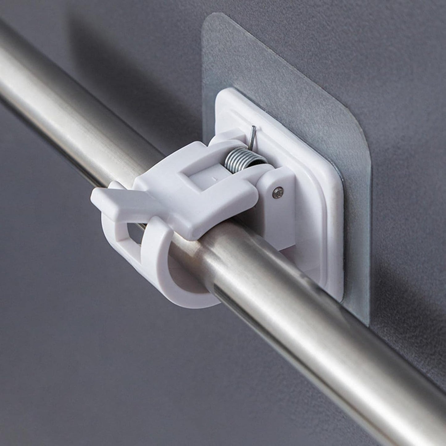 UK-0886 Self Adhesive Curtain Rod Bracket Drapery Hook, Plastic Wall Brackets Towel Rod Hooks for Home Bathroom and Hotel Use 2PC