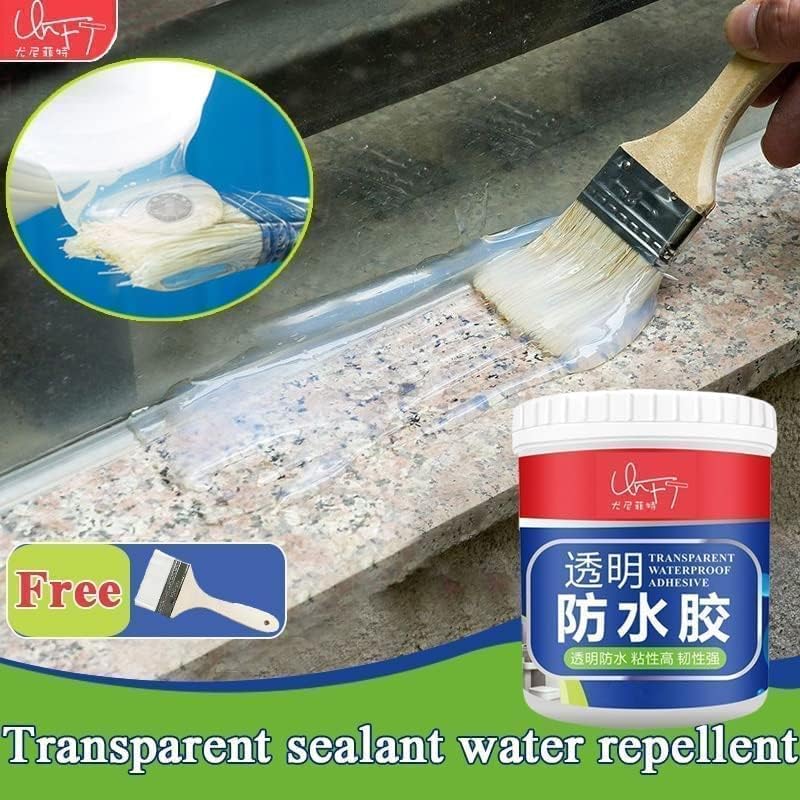 UK-0371 Transparent Waterproof Glue for Roof Leakage Crack Seal Glue 300gm with Brush Crack Seal Agent Roof Water Leakage Solution Transparent Glue Waterproofing