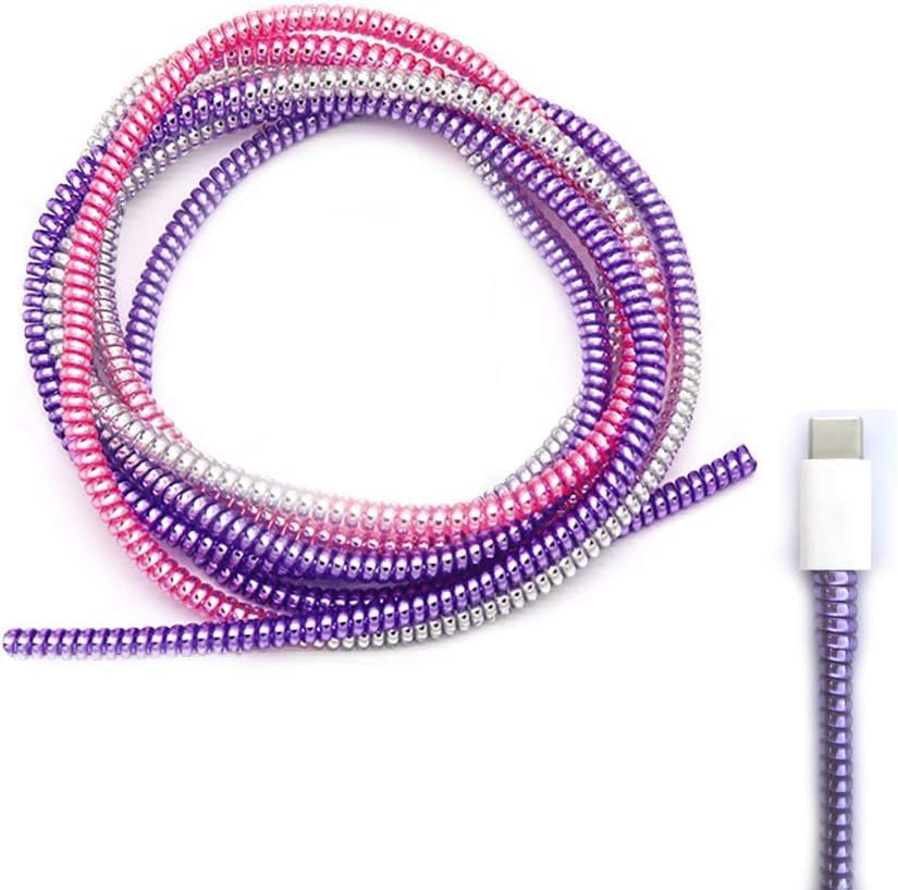 UK-0695 Metallic Finish Cable Spiral Protector/Wire Repair/Pet Cord Protector/Headphone Saver, Cable Wrap/Cover for Mac Charging Cable, USB Tube, Earphone