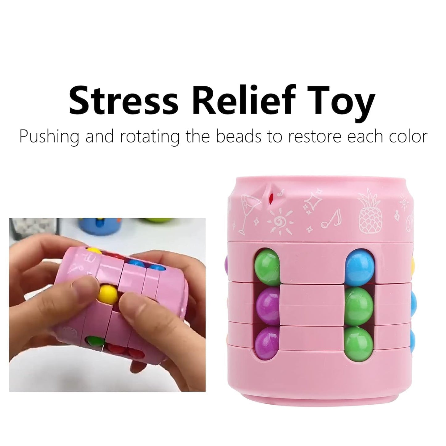 UK-0831 Magic Bean Cube - 360° Rotating Fidget Toy, Stress Relief Sensory Spinner, Anxiety Relief Gift for Boys & Girls