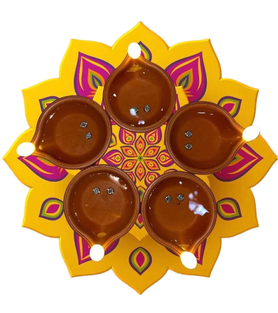 UK-0003 Water Sensor LED Diyas Candle with Water Sensing Technology E-Diya, Warm Orange Ambient Lights, Battery Operated