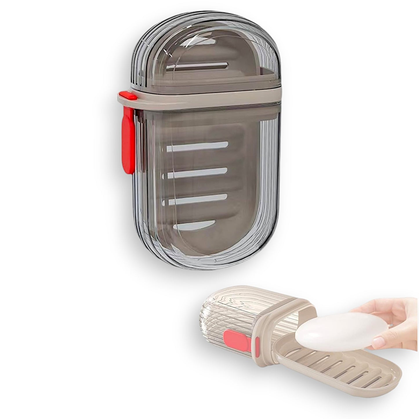 UK-0689 Transparent Travel Soap Case, Portable Versatile Small Soap Case with Lid Can for Bathrooms Showers, Gyms, Efficient Drainage and Leak-Proof Seal Ensure Soap Stays Dry