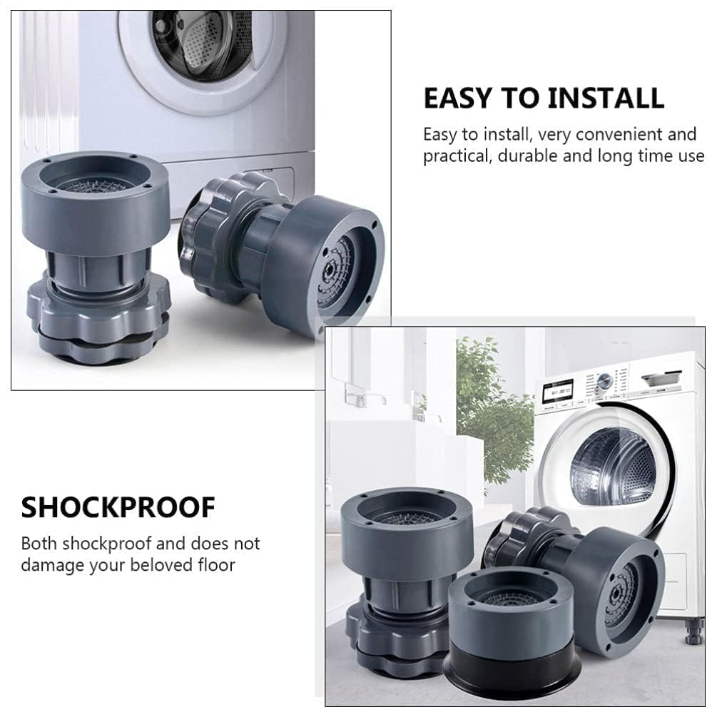 UK-0694 4Pcs Adjustable Height Washing Machine Foot Pad Anti Vibration Mat Anti-Vibration Pad Noise-reducing Leg Base Support (4Pcs)