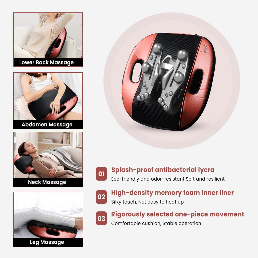 UK-0968 back massager cushion with heat function backpain cushion for chair electric back massager for pain relief roller for back massage