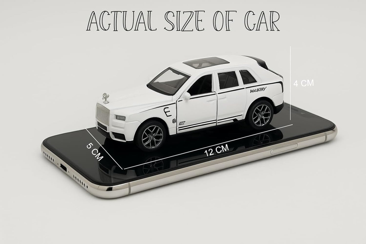 UK-0945 Rolls-Royce Cullinan Premium Car Toy for Kids Realistic Miniature Model , Metal Pull-Back Action Openable Doors Lights and Music
