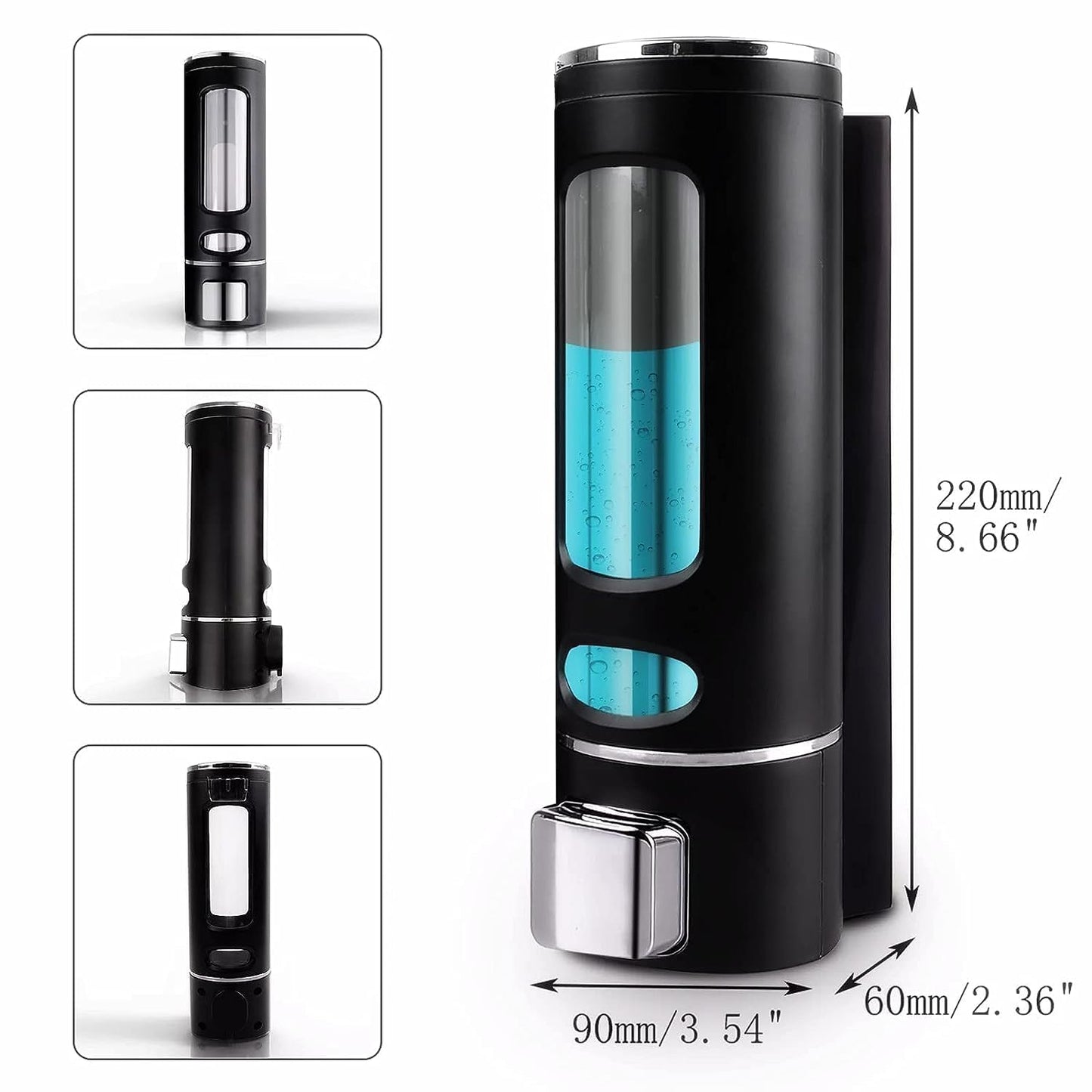 UK-0962 Wall Mounted Soap Shampoo Conditioner Hand Wash Gel Dispenser Liquid Soap Sanitizer Dispenser for Bathroom