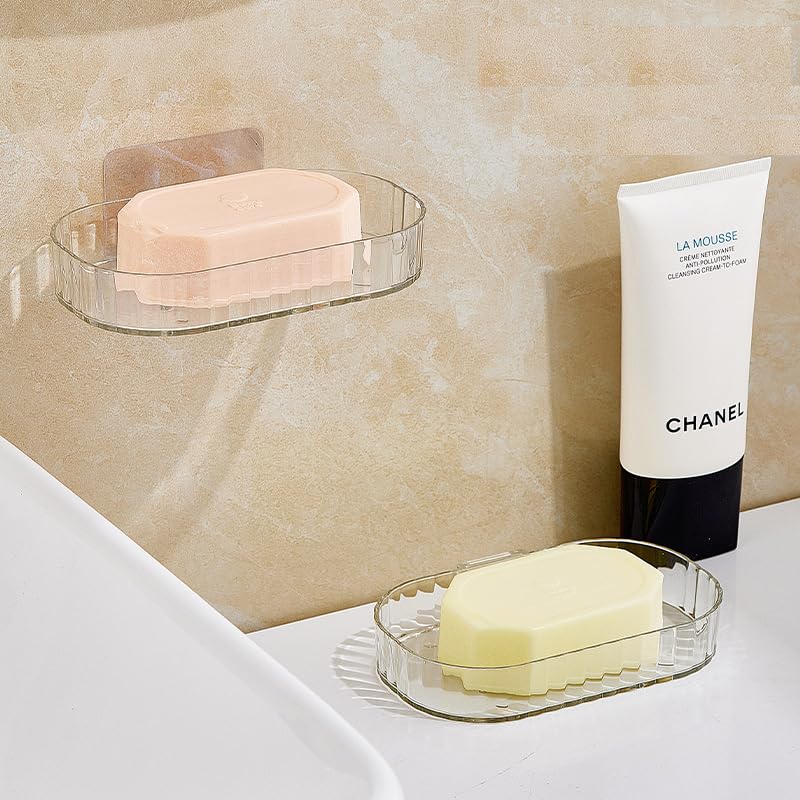 UK-0772 soap Holder for Bathroom/soap case/self-Adhesive soap Holder/soap Stand for Bathroom/Self Draining Transparent Acrylic Soap Dish Holder