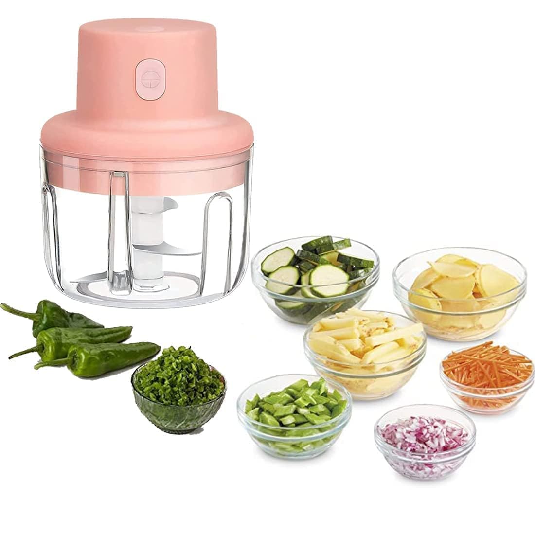 UK-0552 Electric Mini Garlic Chopper 250ML, Portable Mini Food Chopper with USB Charging