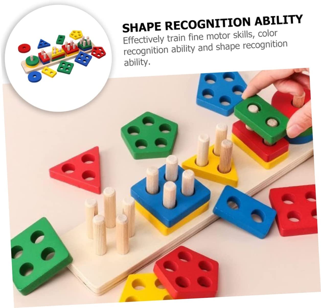 UK-0756 Geometric Brick - 5 Angle Matching Column Blocks for Kids - Preschool Educational Learning Toys