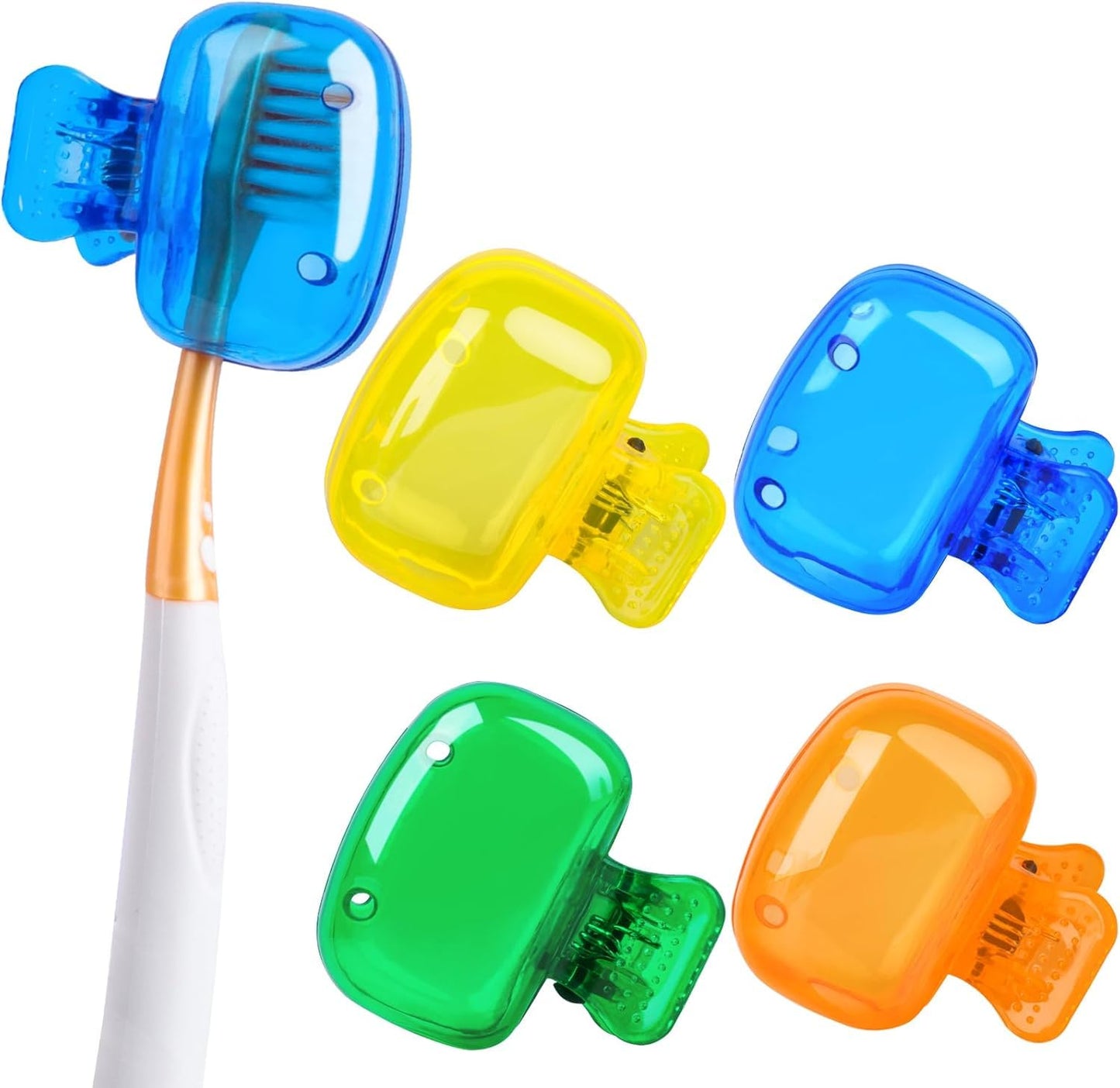 UK-0809 Travel Toothbrush Head Covers Toothbrush Protector Cap Brush Pod Case Protective Portable Plastic Clip for Household Travel, Camping, Bathroom, School, Business.(Multicolor)