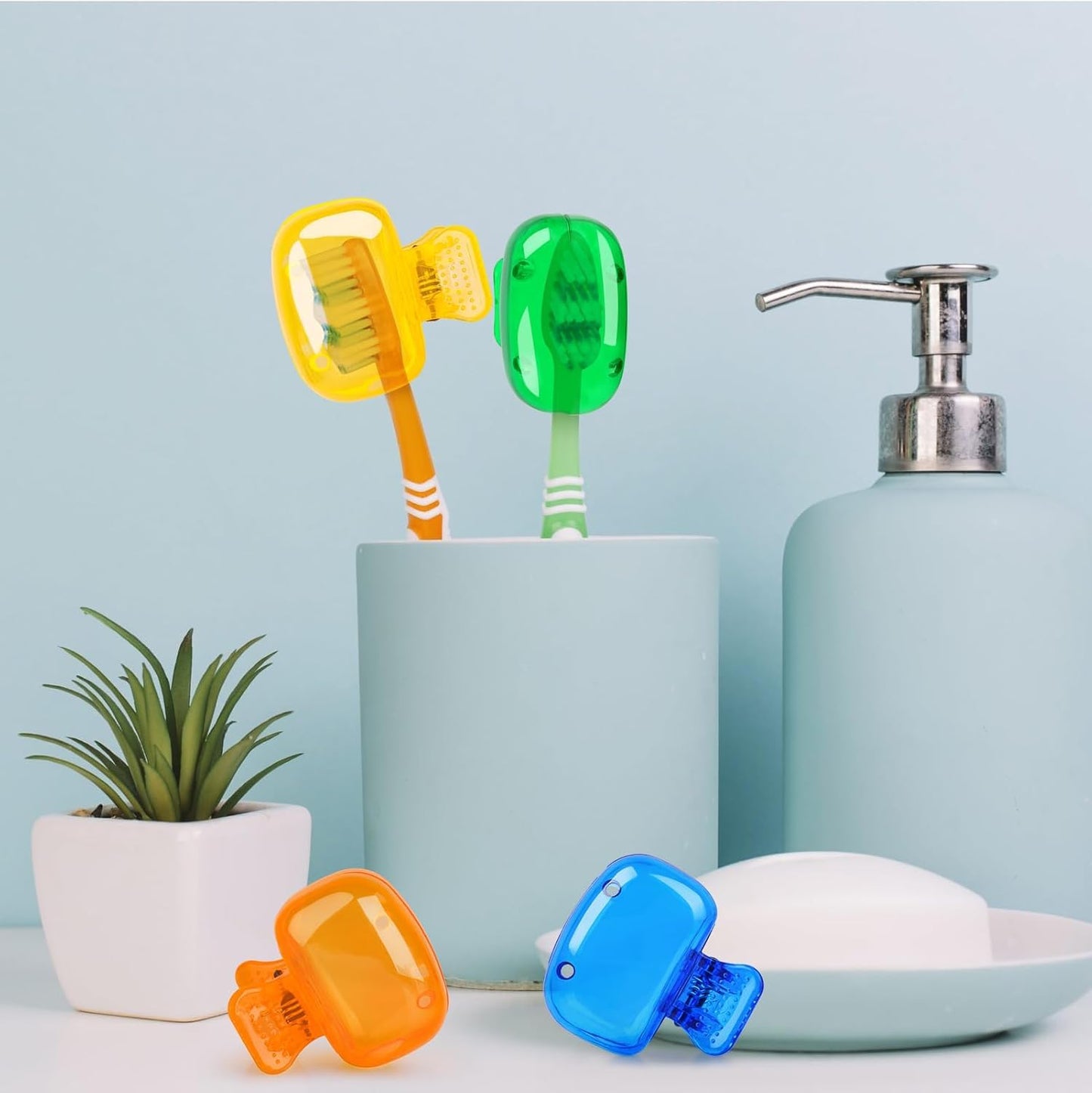 UK-0809 Travel Toothbrush Head Covers Toothbrush Protector Cap Brush Pod Case Protective Portable Plastic Clip for Household Travel, Camping, Bathroom, School, Business.(Multicolor)