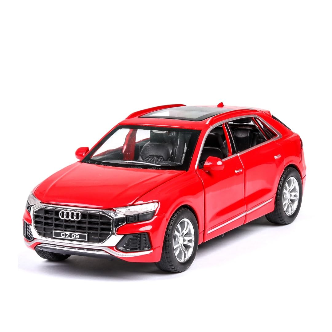 UK-0940 Alloy Metal Pull Back Die-cast Car Scale Model with Sound Light Mini Auto Toy for Kids Metal Model Toy Car with Sound and Light?New Version? (Audi Q8 )