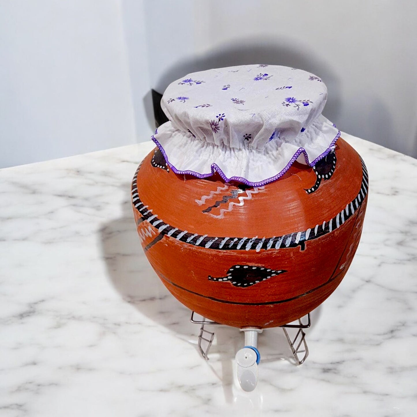 UK-0845 Matka Cover with Rubber Grip Size Adjustable Made with 100% Cotton Washable and Reusable Cloth