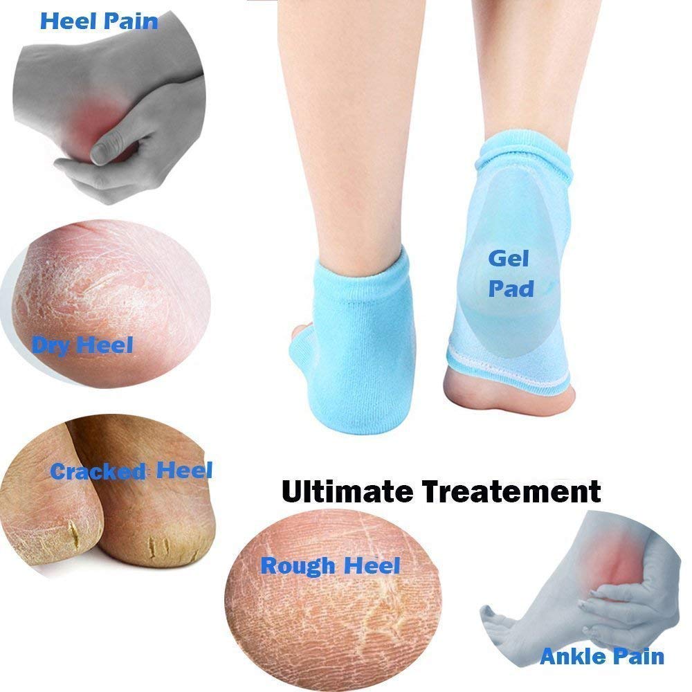 UK-0125 Heel Pain Relief Silicone Gel Heel Socks, Toeless Spa Sock for Foot Care Treatment, Orthopaedic Socks Heel Protector Socks For Men And Women