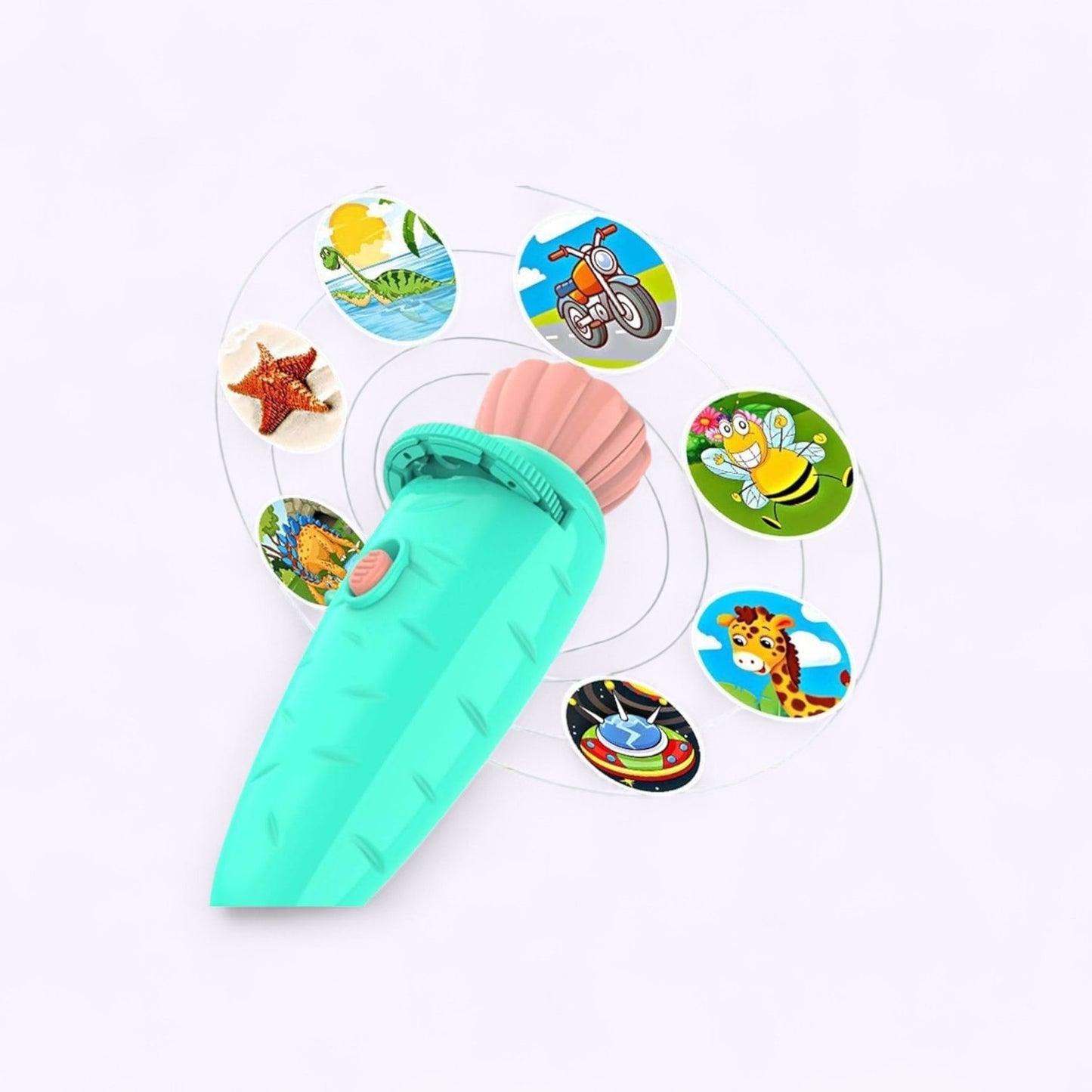 UK-0949 2-in-1 Carrot Shape Projector Flashlight with 24 Animals Images Toy